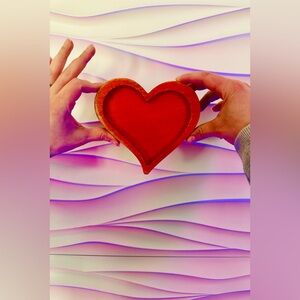 Heart Shaped Bowl or Ring Dish - Distressed Red Rustic Bowl